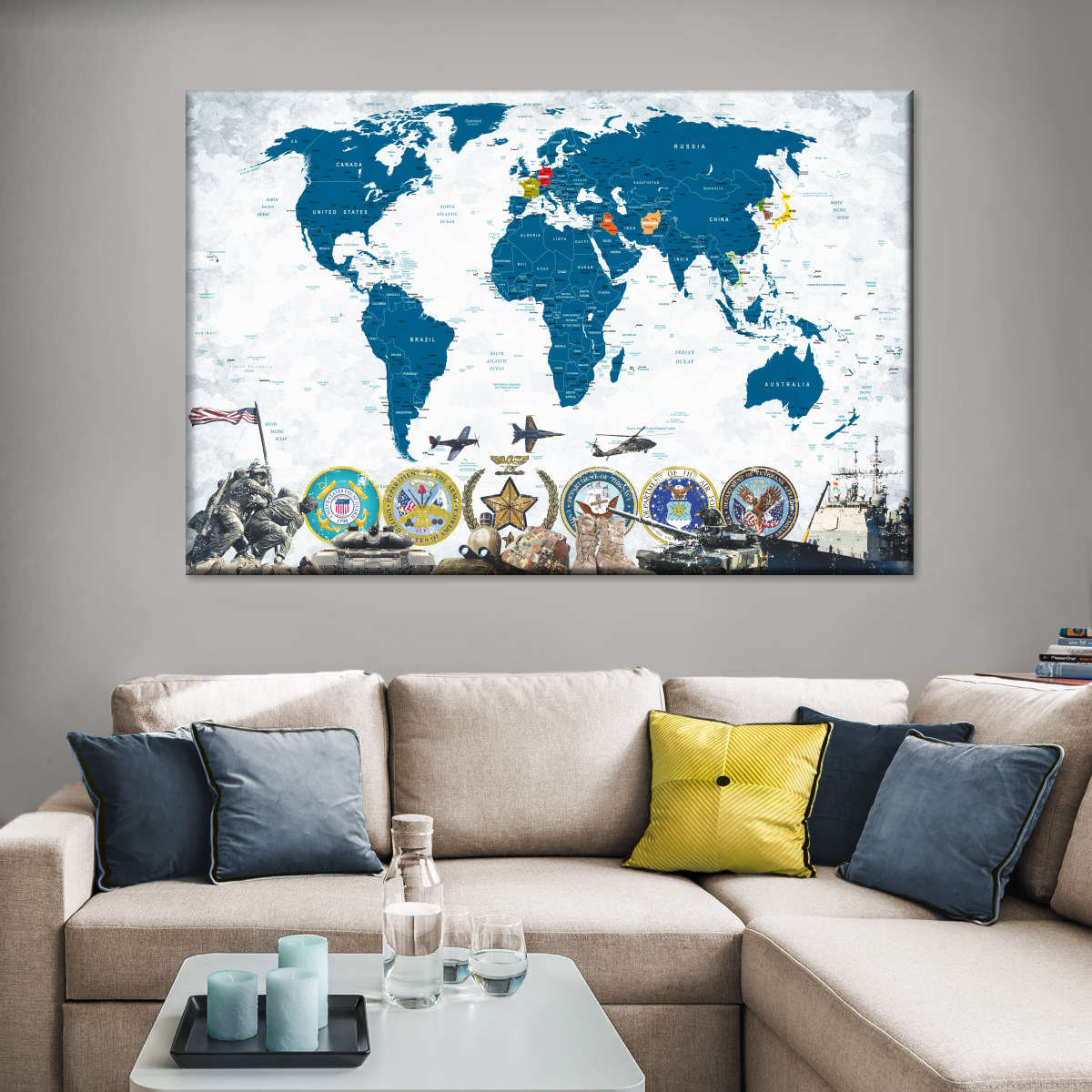 17 Stories " US Wars World Map " by Globetrotter Studio | Wayfair